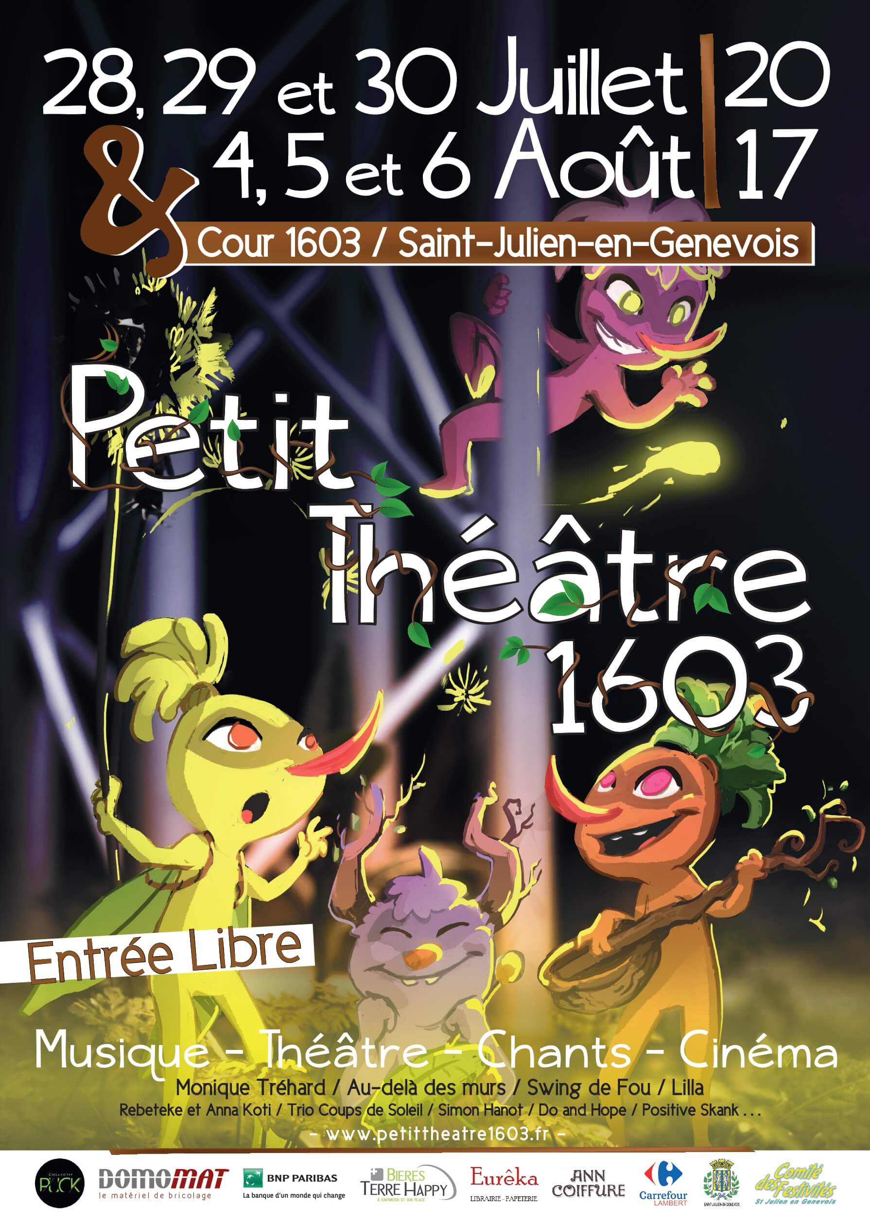 Affiche 2017 Petit Théâtre 1603 Festival de culture (musique théâtre) à Saint Julien en genevois