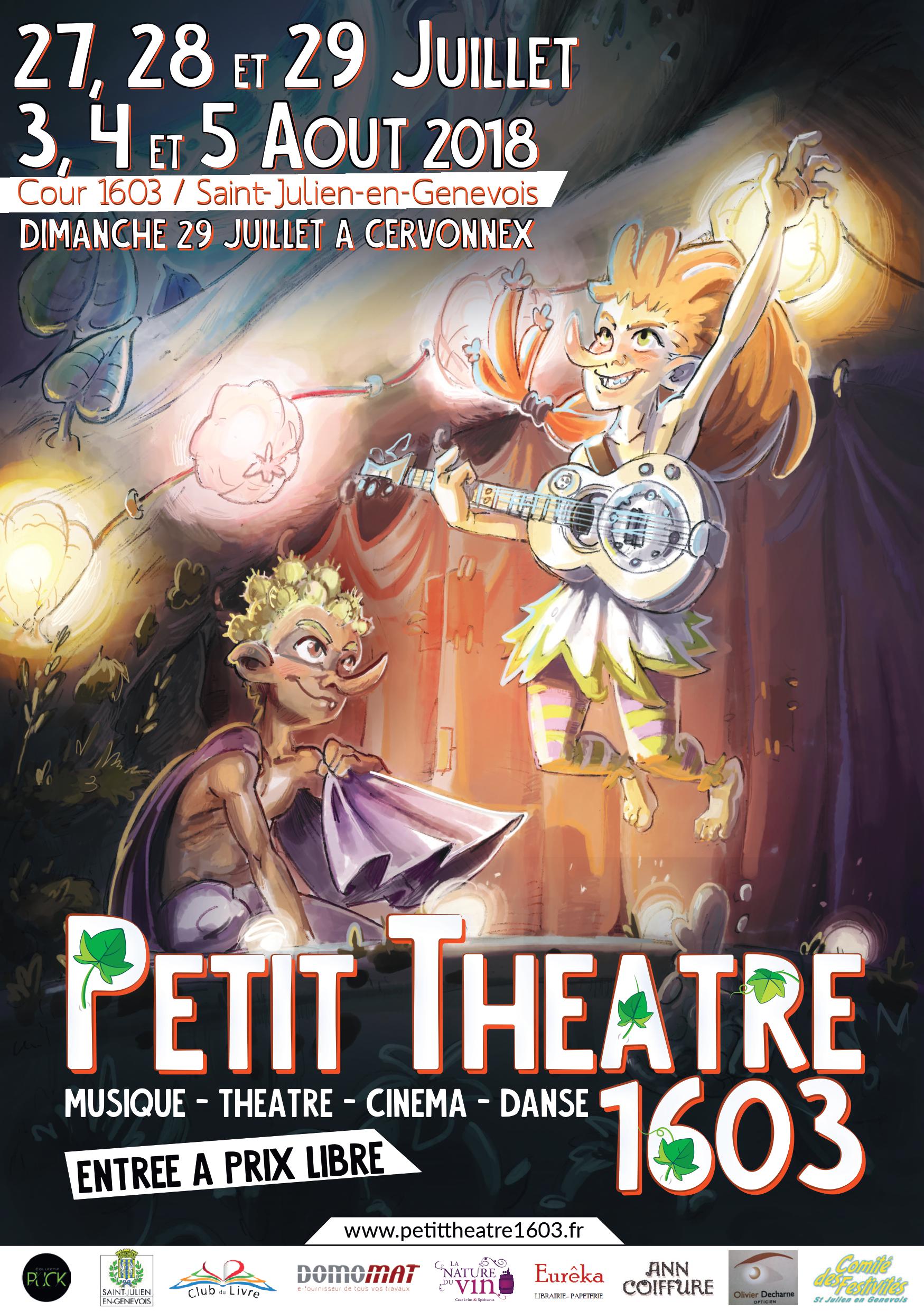 Affiche 2018 Petit Théâtre 1603 Festival de culture (musique théâtre) à Saint Julien en genevois